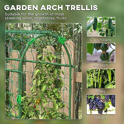 Outsunny Cucumber Trellis, 6' Tall Arch Trellis for Climbing Plants Outdoor, A-Frame - Green