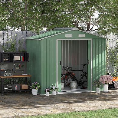 Outsunny 7ft x 4' Outdoor Galvanized Metal Garden Storage Shed