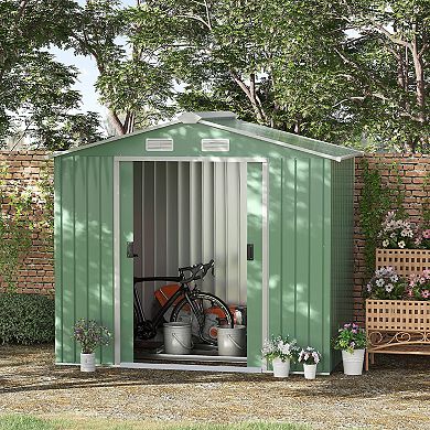 Outsunny 7ft x 4' Outdoor Galvanized Metal Garden Storage Shed