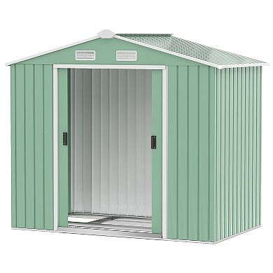 Outsunny 7ft x 4' Outdoor Galvanized Metal Garden Storage Shed