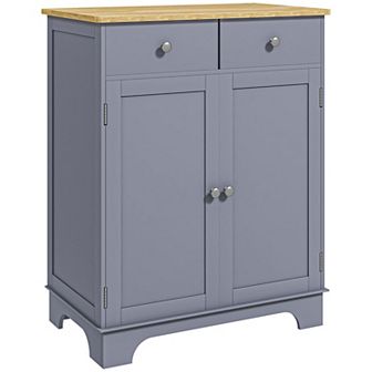 Kitchen Storage Cupboard Organizer Cabinet W/2 Drawers & Adjustable Shelf, White