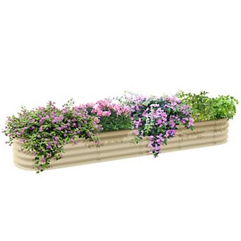 Outsunny Galvanized Raised Garden Bed Planter Box, 7.9ft x 2' x 1'