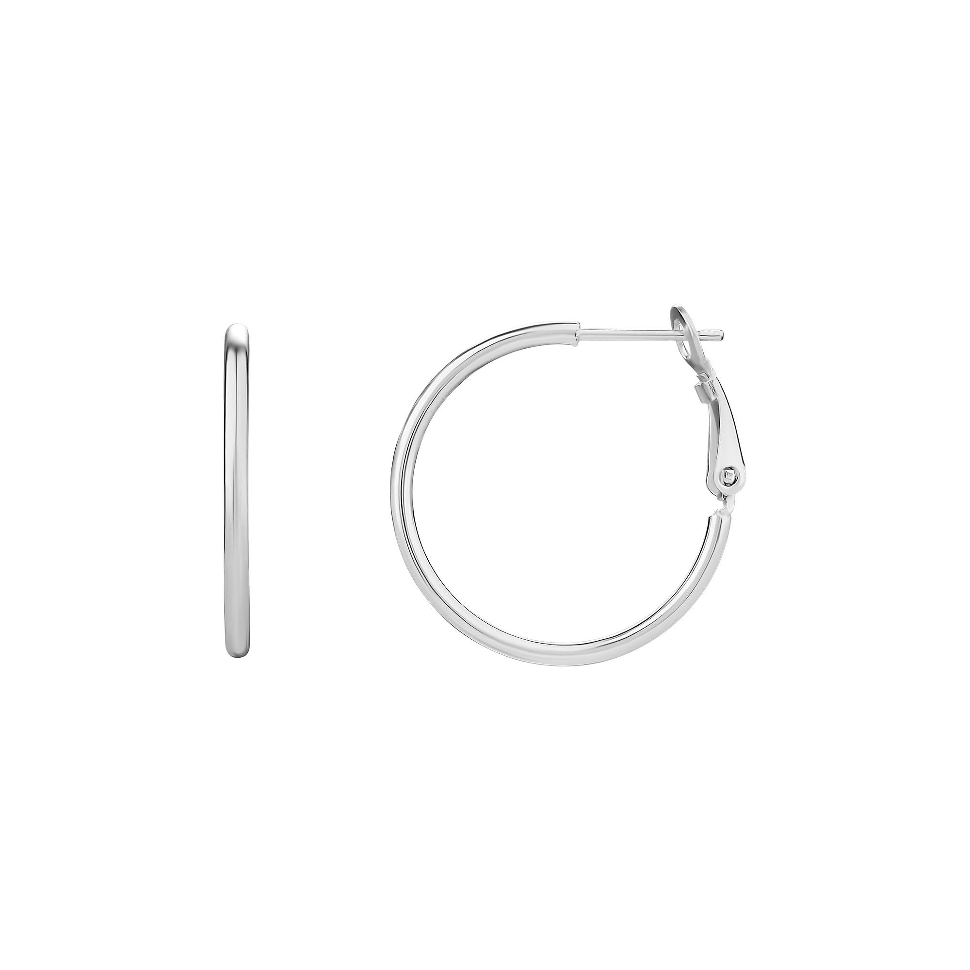 PRIMROSE Paddle Back Classic Hoop Earrings, Womens, Size: 25MM, Silver Ton