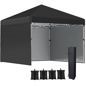 Outsunny 10ft x 10ft Pop Up Canopy with 3 Sidewalls and Carry Bag
