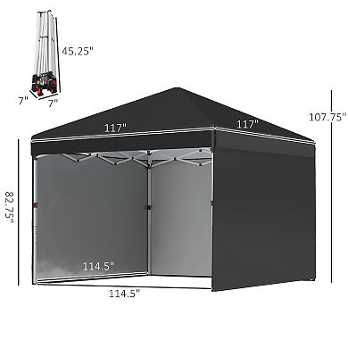 Outsunny 10ft x 10ft Pop Up Canopy with 3 Sidewalls and Carry Bag