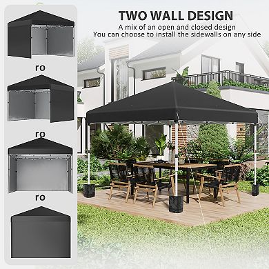 Outsunny 10ft x 10ft Pop Up Canopy with 3 Sidewalls and Carry Bag