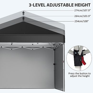 Outsunny 10ft x 10ft Pop Up Canopy with 3 Sidewalls and Carry Bag
