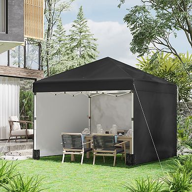 Outsunny 10ft x 10ft Pop Up Canopy with 3 Sidewalls and Carry Bag