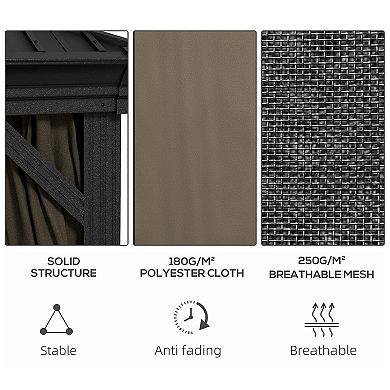 Outsunny 10ft x 10' Hardtop Patio Gazebo, Netting Curtains