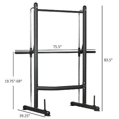 Soozier Adjustable Squat Rack With Pull Up Bar And Barbell Bar Bench Press