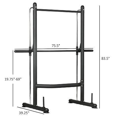 Soozier Adjustable Squat Rack With Pull Up Bar And Barbell Bar Bench Press