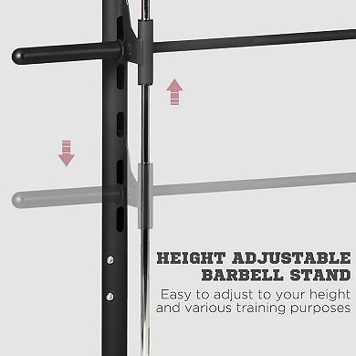 Soozier Adjustable Squat Rack With Pull Up Bar And Barbell Bar Bench Press