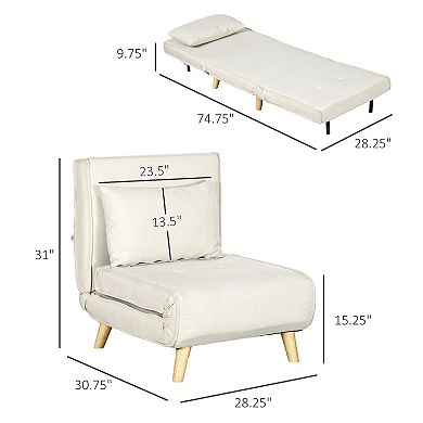 Homcom Chair Bed W/ Adjustable Backrest, 2-in-1 Multi-functional Sofa Bed