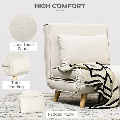 Homcom Chair Bed W/ Adjustable Backrest, 2-in-1 Multi-functional Sofa Bed