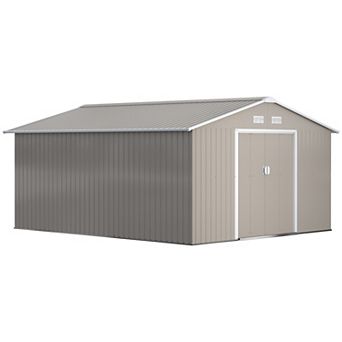 Outsunny 11ft x 13' Storage Shed Garden Tool House w/ Vents Doors