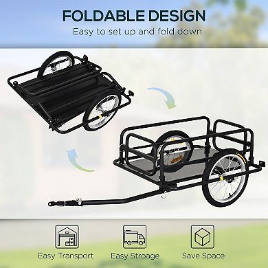 Foldable Steel Frame Bicycle Cargo Trailer Luggage Cart Carrier 88lb Hauler