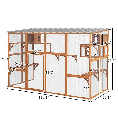 Catio Playground Cat Window Box Outside Enclosure W/ Scratching Post