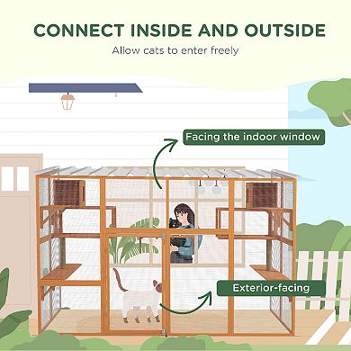 Catio Playground Cat Window Box Outside Enclosure W/ Scratching Post