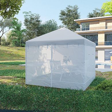 Outsunny Mesh Sidewalls For 10' X 10' Canopy Tent With 6 Windows, White