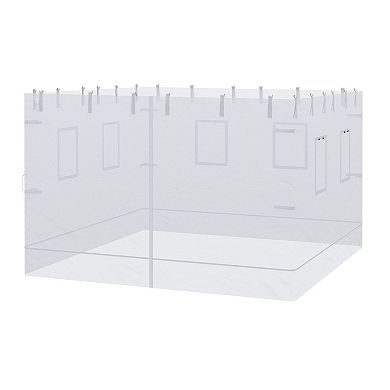 Outsunny Mesh Sidewalls For 10' X 10' Canopy Tent With 6 Windows, White