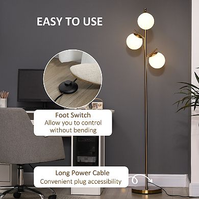 Modern Floor Lamp For Living Room Bedroom, 3 Light Tree Standing Lamp, Gold