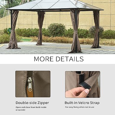 Outsunny 10' x 12' Universal Gazebo Replacement Sidewall Set w/ 4 Panels,Brown