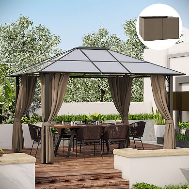 Outsunny 10' x 12' Universal Gazebo Replacement Sidewall Set w/ 4 Panels,Brown