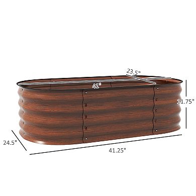 Outsunny Galvanized Raised Garden Bed Planter Box, 3.4' X 2' X 1', Brown