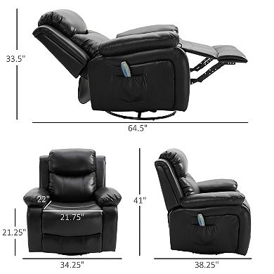 8-point Vibrating Massage Sofa Manual Rocking Recliner W/ Remote Control, Black