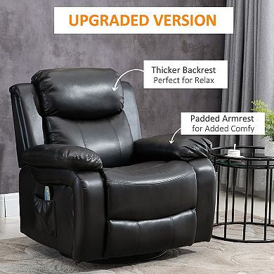 8-point Vibrating Massage Sofa Manual Rocking Recliner W/ Remote Control, Black