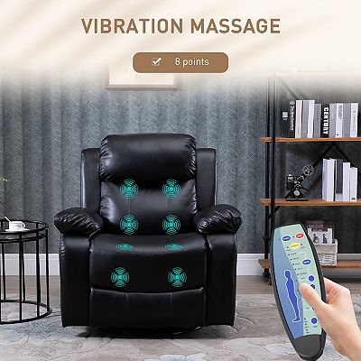 HOMCOM Massage Recliner Sofa Swivel Rocking Chair with Footrest