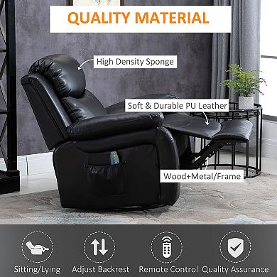 8-point Vibrating Massage Sofa Manual Rocking Recliner W/ Remote Control, Black