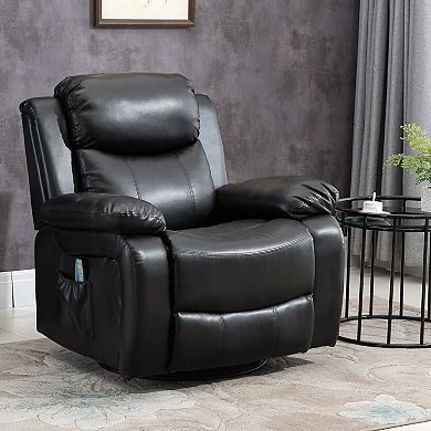8-point Vibrating Massage Sofa Manual Rocking Recliner W/ Remote Control, Black