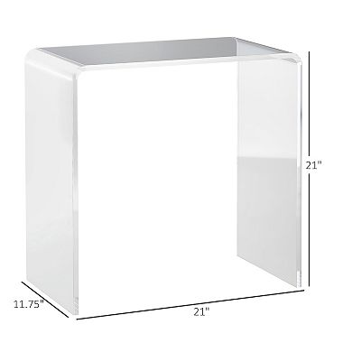 Homcom Clear Acrylic Side Table Waterfall End Table With Rounded Edges