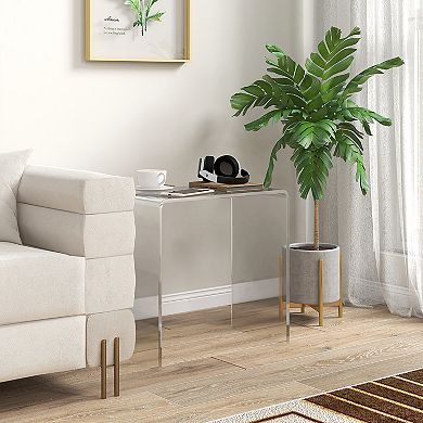 Homcom Clear Acrylic Side Table Waterfall End Table With Rounded Edges