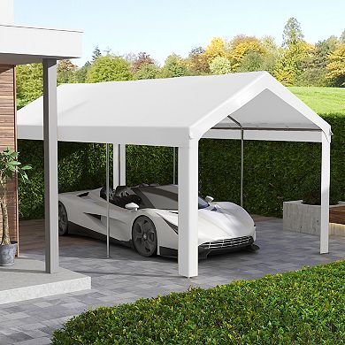 Outsunny 10 X 20ft Carport Canopy Replacement, Uv Resistant, White