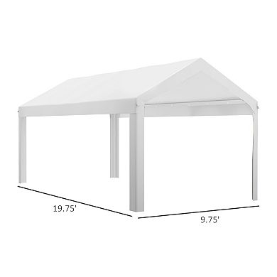 Outsunny 10 X 20ft Carport Canopy Replacement, Uv Resistant, White
