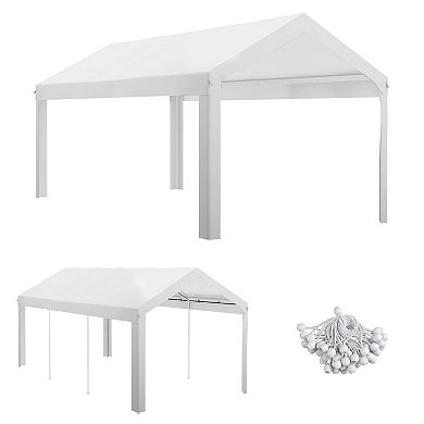 Outsunny 10 X 20ft Carport Canopy Replacement, Uv Resistant, White