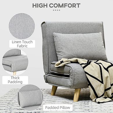 Homcom Chair Bed W/ Adjustable Backrest, 2-in-1 Multi-functional Sofa Bed