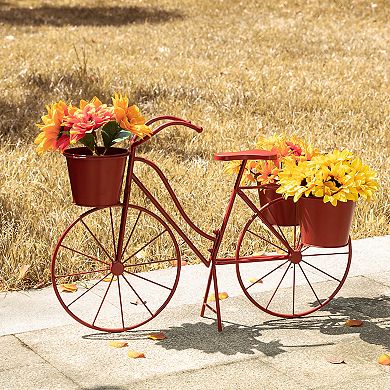 Glitzhome Hand Painted Bicycle Planter Stand Plant Stand