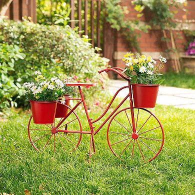 Glitzhome Hand Painted Bicycle Planter Stand Plant Stand