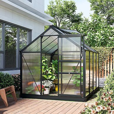 6' X 8' X 7 Greenhouse Aluminum Frame Walk-in Outdoor Plant Garden Polycarbonate