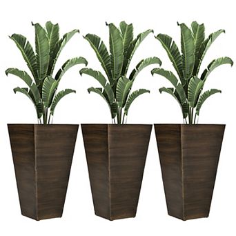 Outsunny Set of 3 Tall Outdoor Planters w/ Drainage Holes