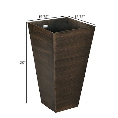 Outsunny Set of 3 Tall Outdoor Planters w/ Drainage Holes,