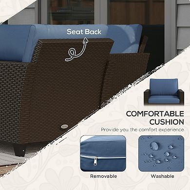 Outsunny 5pc Patio Furniture Set with Three-Seater Sofa, Chairs, Coffee