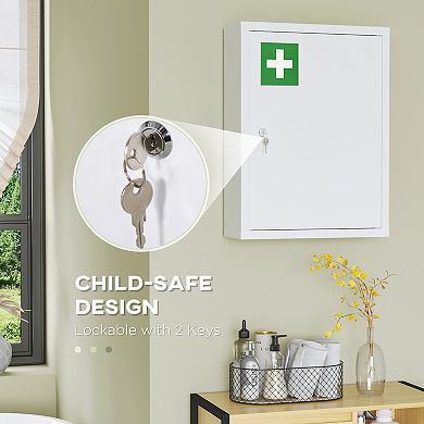 Medicine Cabinet With Lock, Storage Shelves, Locking Medical Cabinet