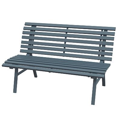 48.5" Garden Bench Outdoor Aluminum Lightweight Patio Bench Blue
