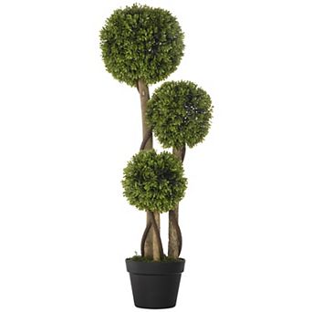 HOMCOM 35.5inch Indoor & Outdoor Fake Plant Artificial Tree in Pot