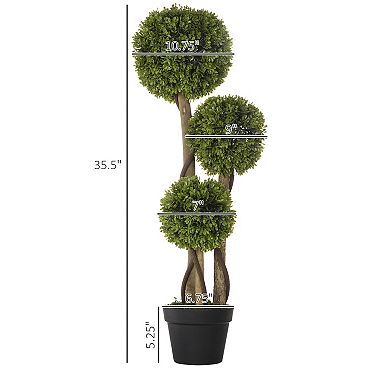 HOMCOM 35.5inch Indoor & Outdoor Fake Plant Artificial Tree in Pot