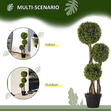 HOMCOM 35.5inch Indoor & Outdoor Fake Plant Artificial Tree in Pot